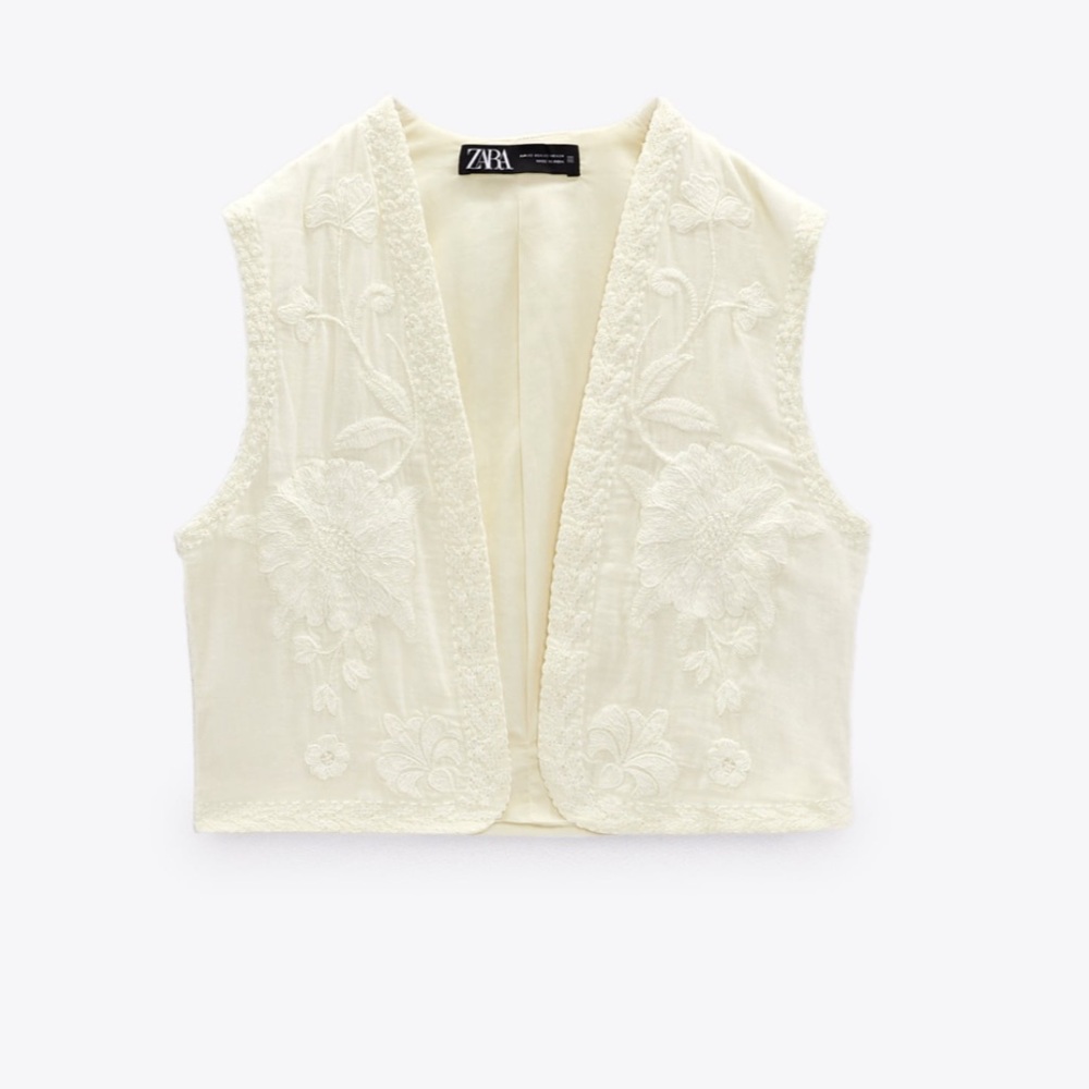 Zara ecru embroidered vest